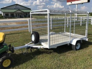 Small livestock mini trailer -- white, front side view